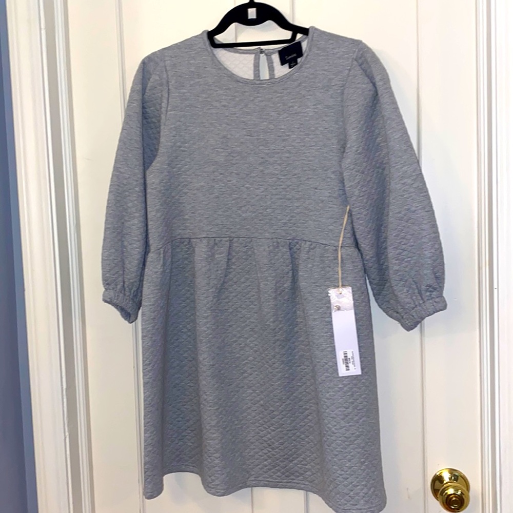 NWT Lumiere quilted babydoll dress, grey, Small. Polyester hand wash adorable!